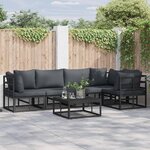 vidaXL Ensemble de canapé de jardin avec coussin 6 Pièces Noir Aluminium