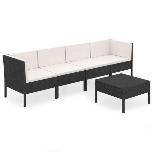 vidaXL Salon de jardin 5 Pièces avec coussins résine tressée noir