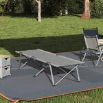 vidaXL Lit de Camping Pliant Gris Aluminium Grand Pliable