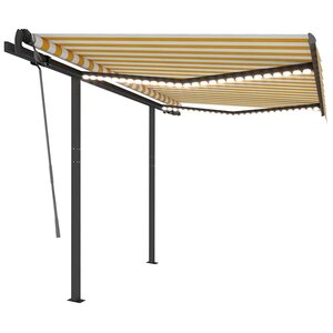 vidaXL Auvent manuel rétractable avec LED 3 5x2 5 m Jaune et blanc