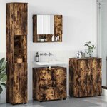 vidaXL Ensemble de mobilier de salle de bain 4 Pièces Chêne fumé