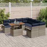 vidaXL Ensemble de canapé de jardin 9 Pièces Gris Poly rotin
