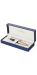 Waterman carène deluxe stylo bille  noir brillant et plaqué argent  recharge bleue pointe moyenne  coffret cadeau