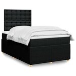 vidaXL Sommier à lattes de lit avec matelas noir 120x190 cm tissu
