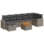 vidaXL Salon de jardin 8 Pièces avec coussins gris résine tressée