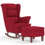 vidaXL Fauteuil à bascule à oreilles en velours rouge vin bois massif