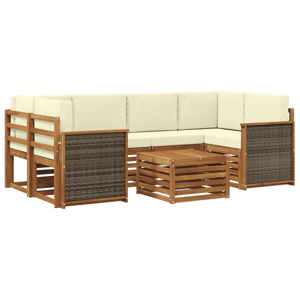 vidaXL Ensemble de canapés d'extérieur 7 pc Naturel et Crème