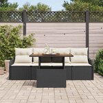 vidaXL Ensemble de canapé de jardin avec coussin 5 Pièces Noir et crème
