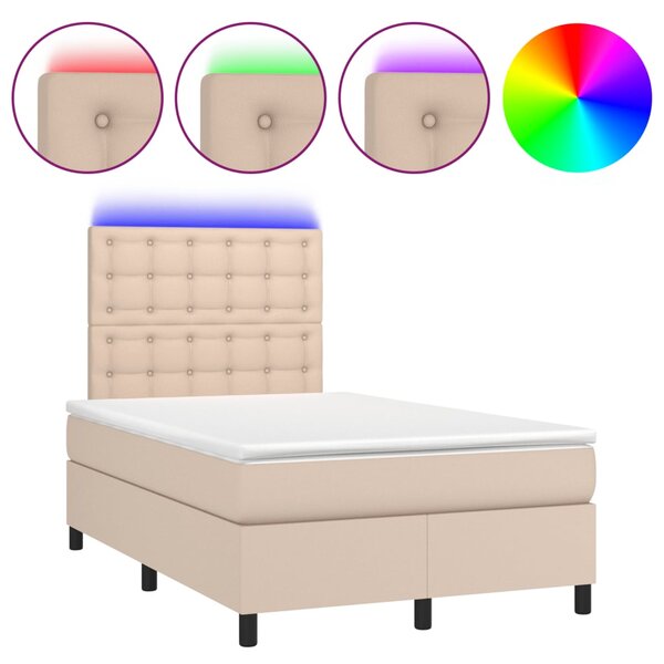 vidaXL Sommier à lattes de lit avec matelas LED cappuccino 120x190 cm