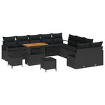 vidaXL Ensemble de canapé de jardin avec coussin 13 Pièces Noir