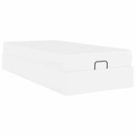 vidaXL Cadre de lit avec matelas Blanc pur 90 x 190 cm Faux cuir