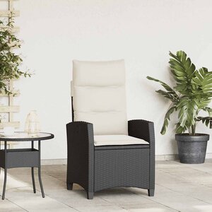 vidaXL Chaise de jardin inclinable avec table d'appoint noir polyrotin