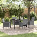 vidaXL Ensemble de jardin de 5 pièces en poly-rattan gris