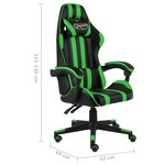 vidaXL Fauteuil de jeux vidéo Noir et vert Similicuir