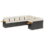 vidaXL Salon de jardin 9 Pièces avec coussins noir résine tressée