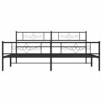 vidaXL Cadre de lit métal sans matelas avec pied de lit noir 193x203cm