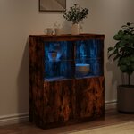 vidaXL Buffet avec lumières LED chêne fumé 81x37x100 cm