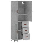 vidaXL Buffet haut Gris béton 69 5x34x180 cm Bois d'ingénierie