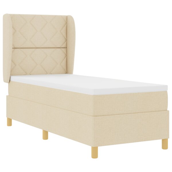Lit Box Spring avec Matelas Crème 80x200 cm en Tissu