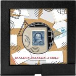 Pièce de monnaie en Argent 500 Francs g 17.50 Millésime 2025 World Most Expensive Stamps BENJAMIN FRANKLIN Z-GRILL
