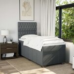 vidaXL Sommier à lattes de lit avec matelas Gris foncé 90x200 cm Tissu