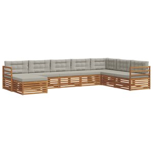 vidaXL Ensemble de canapés d'extérieur 8 pc Gris Naturel et Clair
