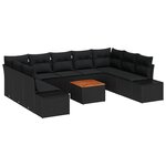 vidaXL Ensemble de canapé de jardin 10 Pièces Noir