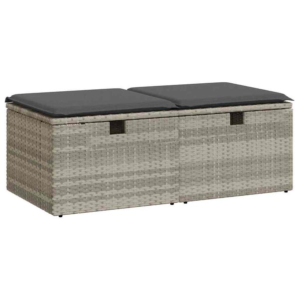 vidaXL Salon de jardin 2 Pièces avec coussins gris clair polyrotin acacia