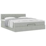 VidaXL Cadre de lit ottoman avec matelas gris clair 180x200 cm velours
