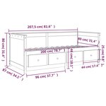 vidaXL Lit de jour Noir 80x200 cm Bois de pin massif