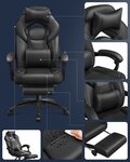 Fauteuil de bureau hauteur gamer réglable 150 kg ergonomique noir 12_0005898