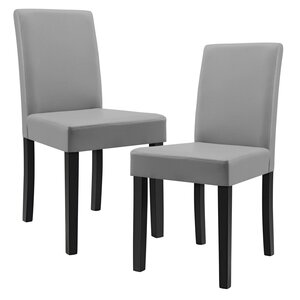Kit de 2 chaises rembourrées avec pieds en bois massif housse en synthétique 90 cm gris et noir 03_0002360