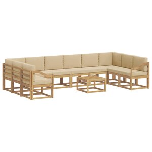 vidaXL Ensemble de canapés d'extérieur 11 pc Blanc et Beige