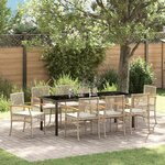 vidaXL Ensemble de salle à manger pour jardin 9 Pièces Beige polyrotin