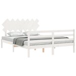 vidaXL Cadre de lit avec tête de lit blanc King Size bois massif