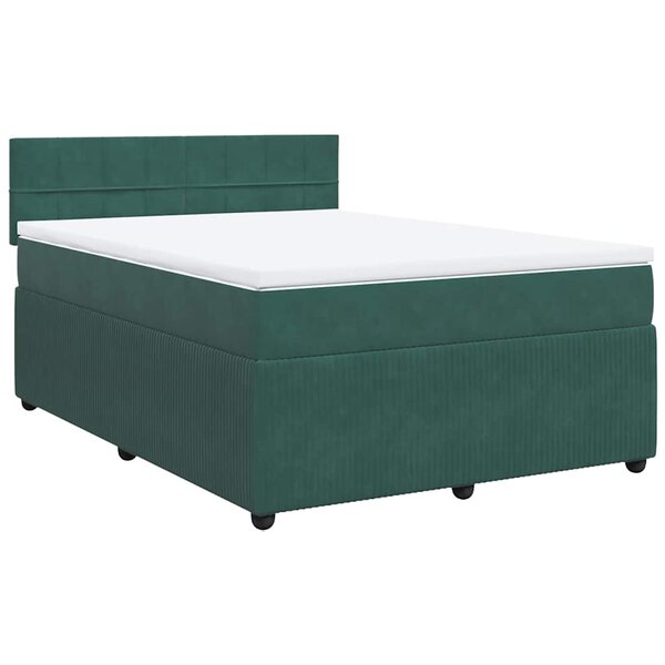 vidaXL Sommier à lattes de lit et matelas Vert foncé 140x200cm Velours