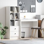 vidaXL Bureau avec Rangement Blanc Bois d'Ingénierie