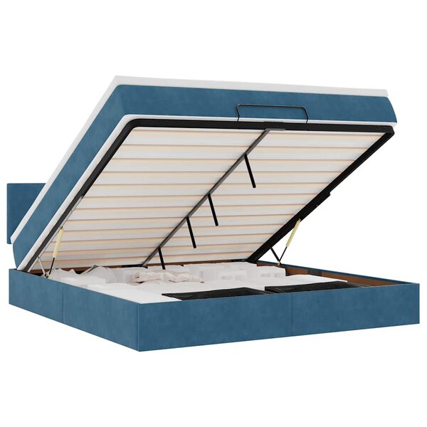 VidaXL Cadre de lit ottoman avec matelas bleu foncé 160x200 cm velours