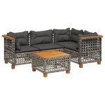 vidaXL Salon de jardin 5 Pièces avec coussins gris résine tressée