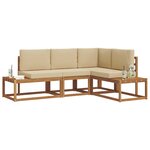 vidaXL 4 pc Ensemble de canapés d'extérieur Naturel et Beige