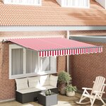 vidaXL Store rétractable manuel rayé rouge et blanc 350x250 cm