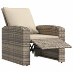 vidaXL Fauteuil inclinable de jardin avec coussins marron clair rotin