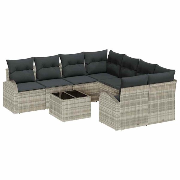 vidaXL Ensemble de canapé de jardin 9 Pièces Gris clair et gris foncé