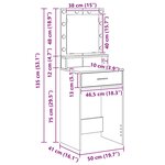 vidaXL Table de Toilette Gris béton 50 x 41 x 135 cm Bois d'ingénierie