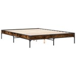 vidaXL Cadre de lit chêne fumé 150x200 cm bois d'ingénierie et métal