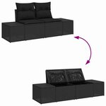 vidaXL Ensemble de canapé de jardin avec coussin 6 Pièces Noir polyrotin