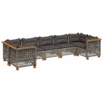 vidaXL Salon de jardin avec coussins 7 Pièces gris résine tressée