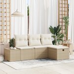 vidaXL Ensemble de canapé de jardin 4 pièces beige avec coussins en poly rotin