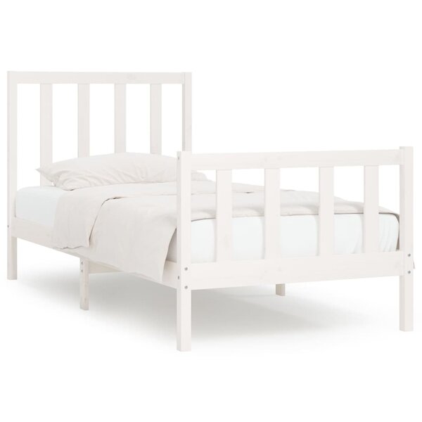 vidaXL Cadre de lit sans matelas blanc 75x190 cm bois massif