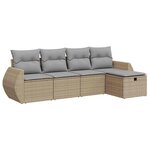 vidaXL Salon de jardin avec coussins 5 Pièces beige résine tressée